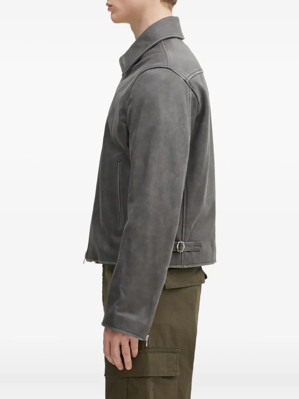 Kenzo Leren jack Grijs