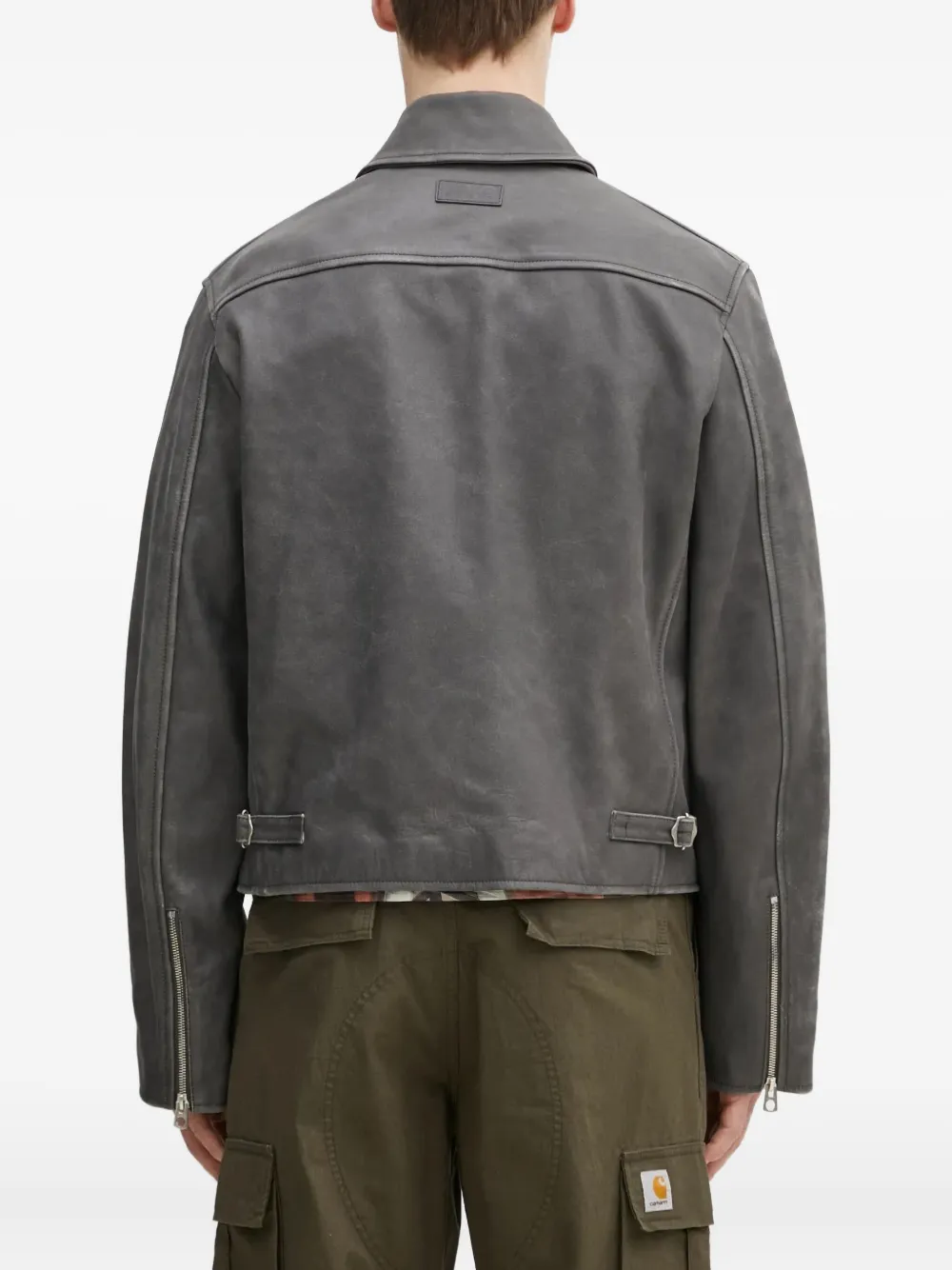 Kenzo Leren jack Grijs