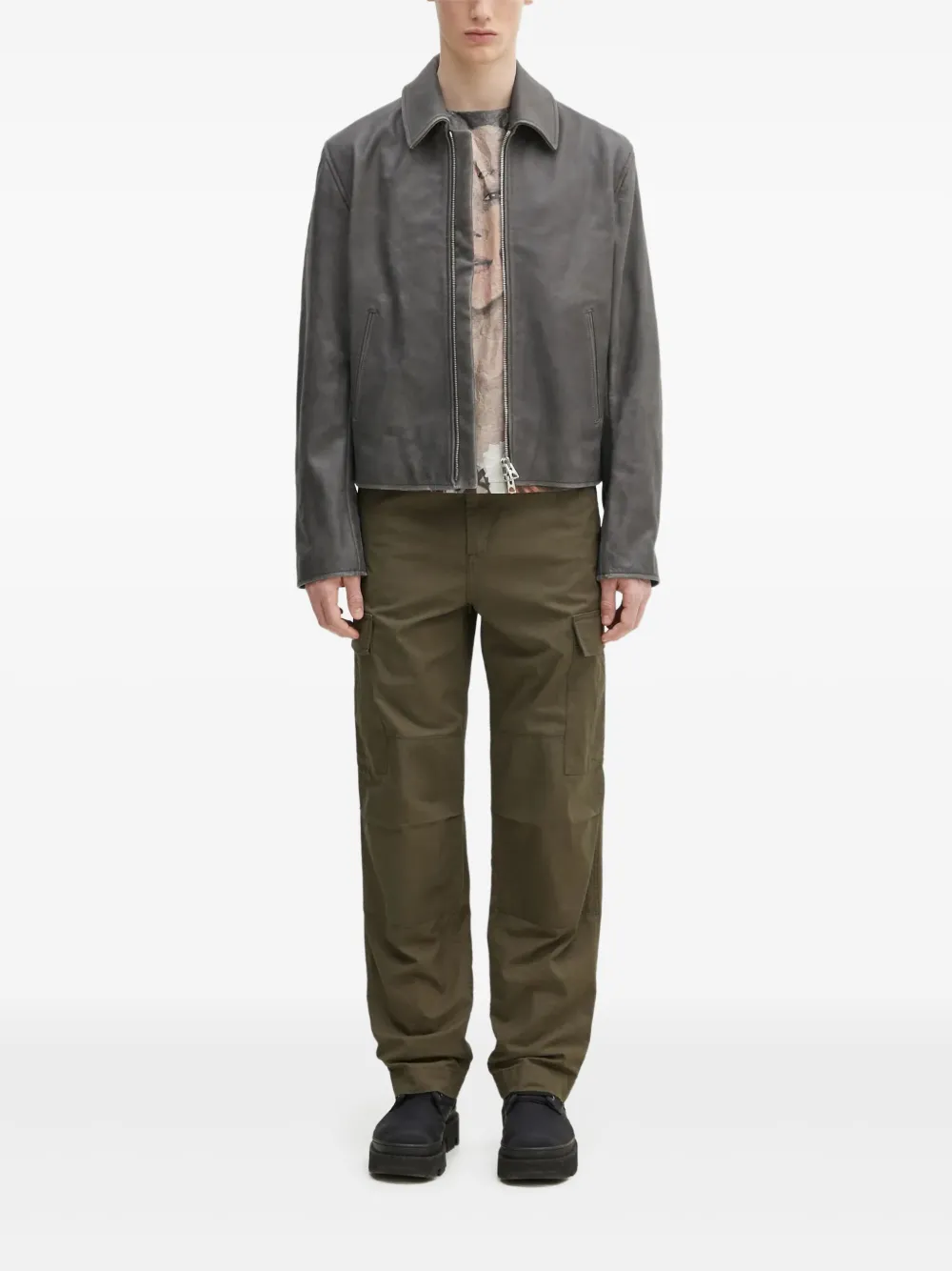 Kenzo Leren jack Grijs