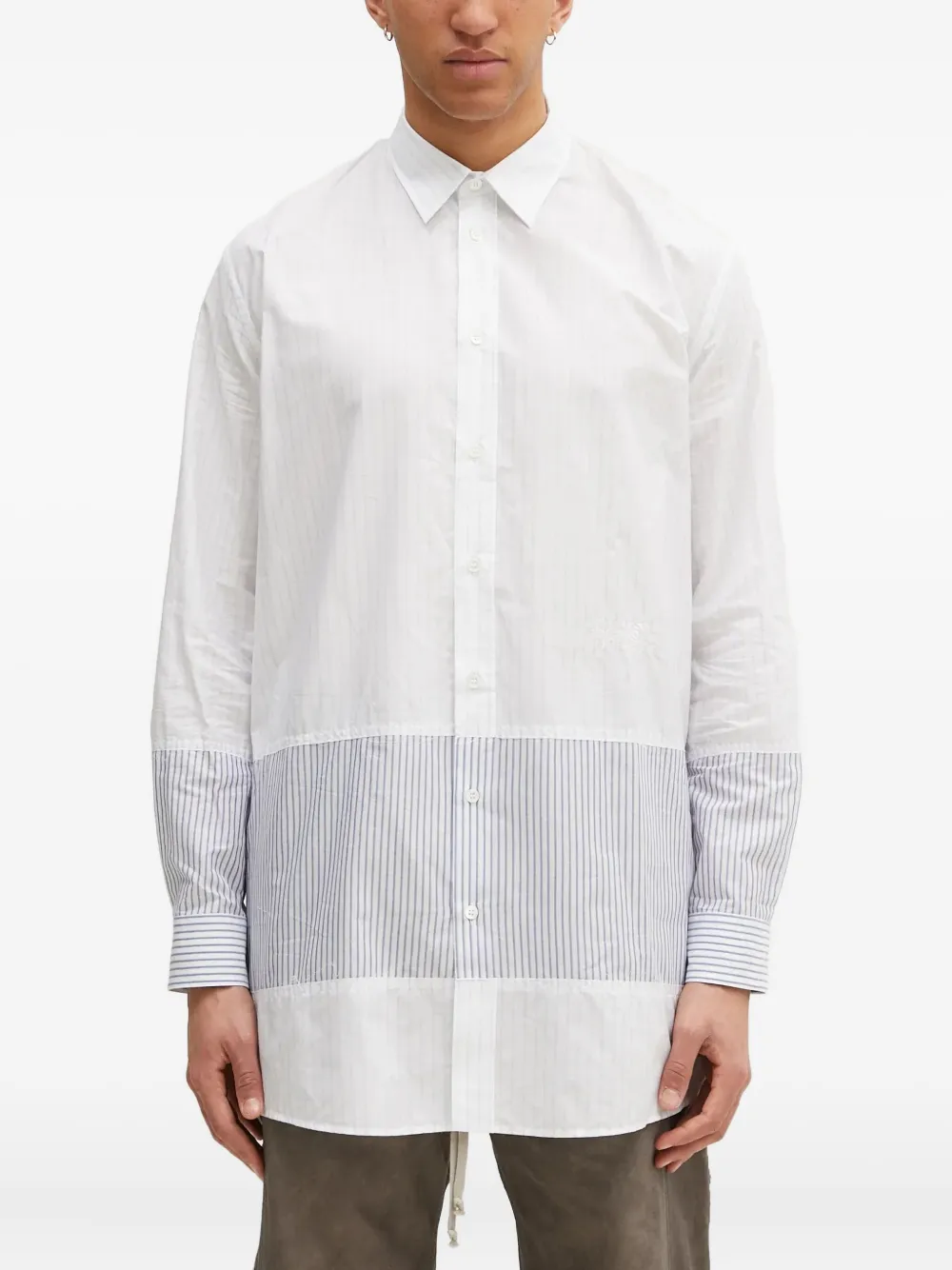 MM6 Maison Margiela ストライプ パネル シャツ - ホワイト MM6 Maison Margiela ストライプ パネル シャツ - ホワイト
