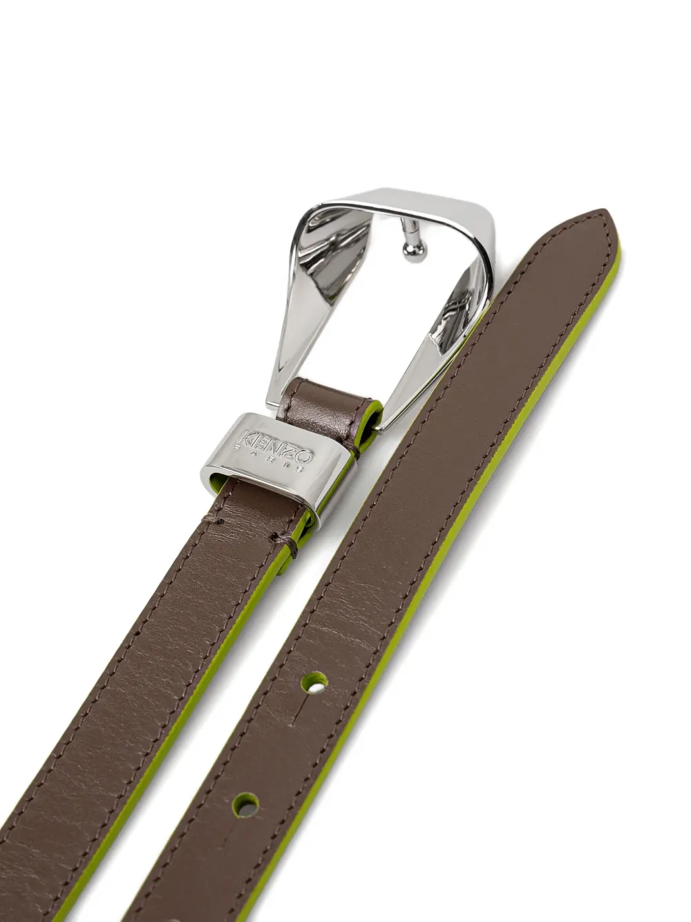 Kenzo Ribbon metallic-buckle leather belt Bruin