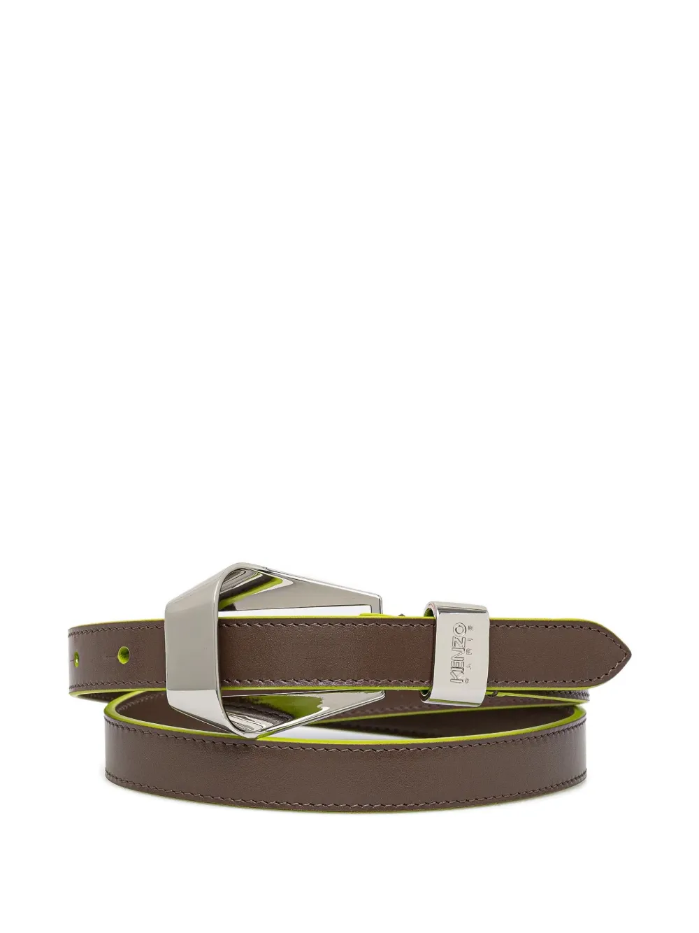 Kenzo Ribbon metallic-buckle leather belt Bruin