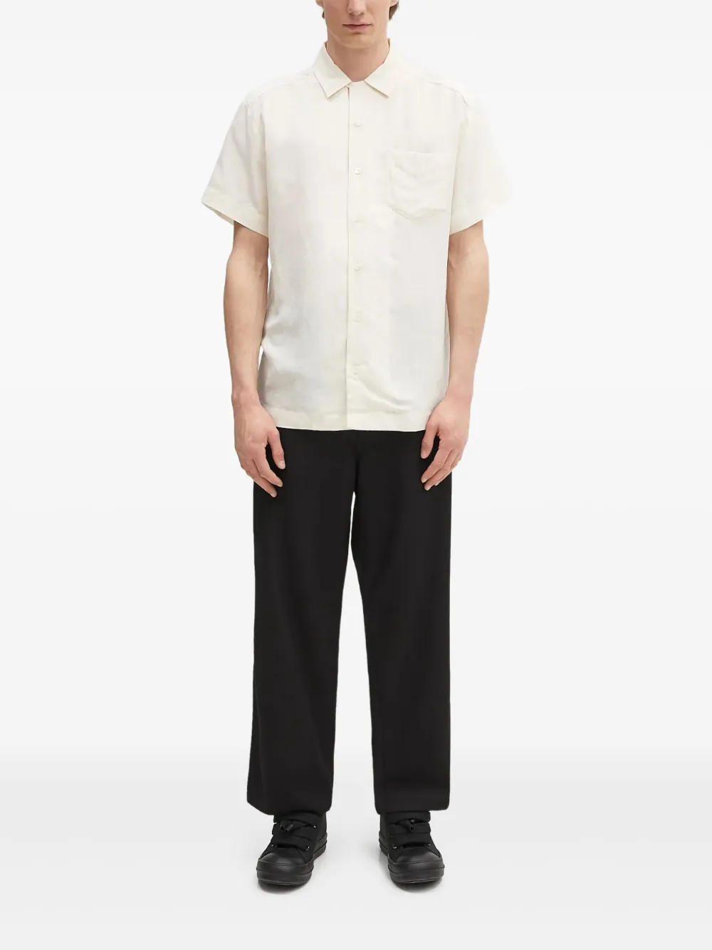 A.P.C. Roy overhemd met korte mouwen en zak Beige