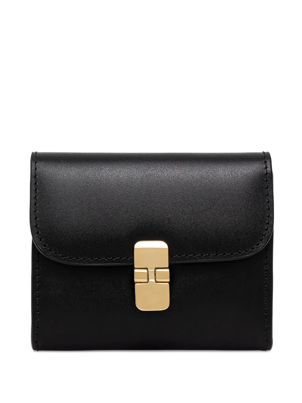 Apc Grace Curved-flap Leather Wallet In Black