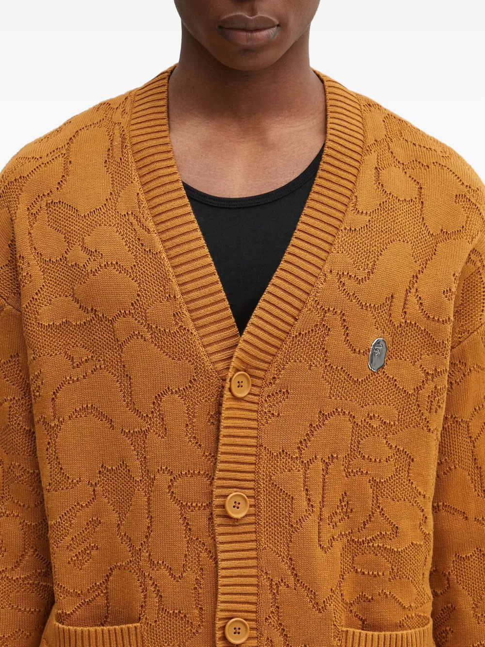 A BATHING APE buttoned cotton cardigan Geel