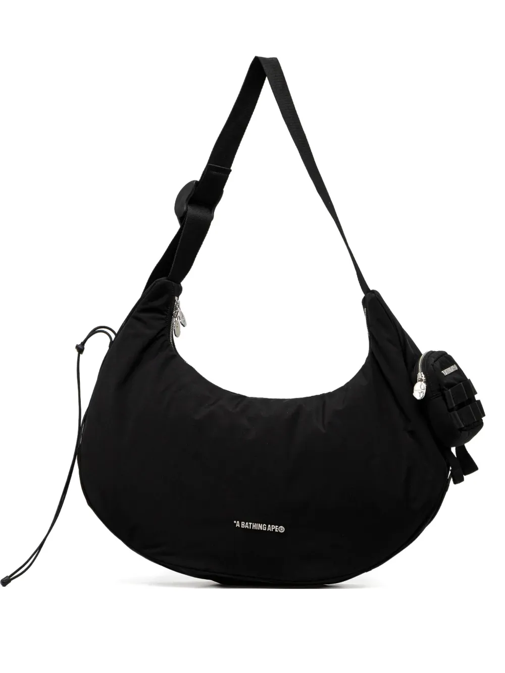 A Bathing Ape Drawstring Crescent Shoulder Bag In Black
