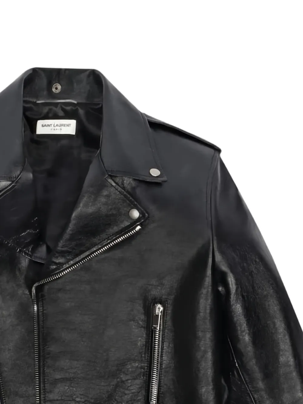 YSL epaulettes zip biker jacket Zwart