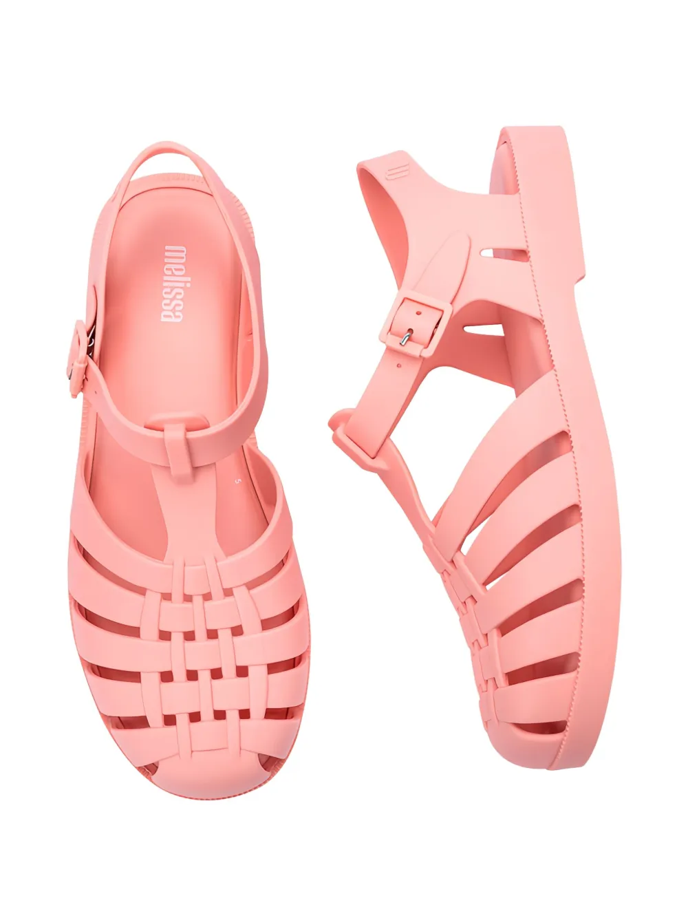 Melissa Possession Light Pink Matte Jelly Strappy Buckle Sandals In Pink