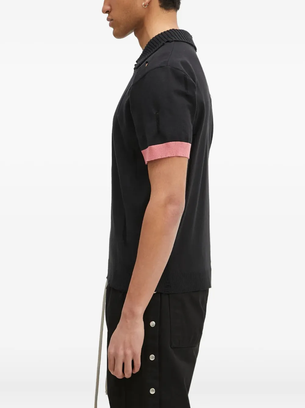 Andersson Bell Gerafeld poloshirt met geribbelde afwerking Zwart