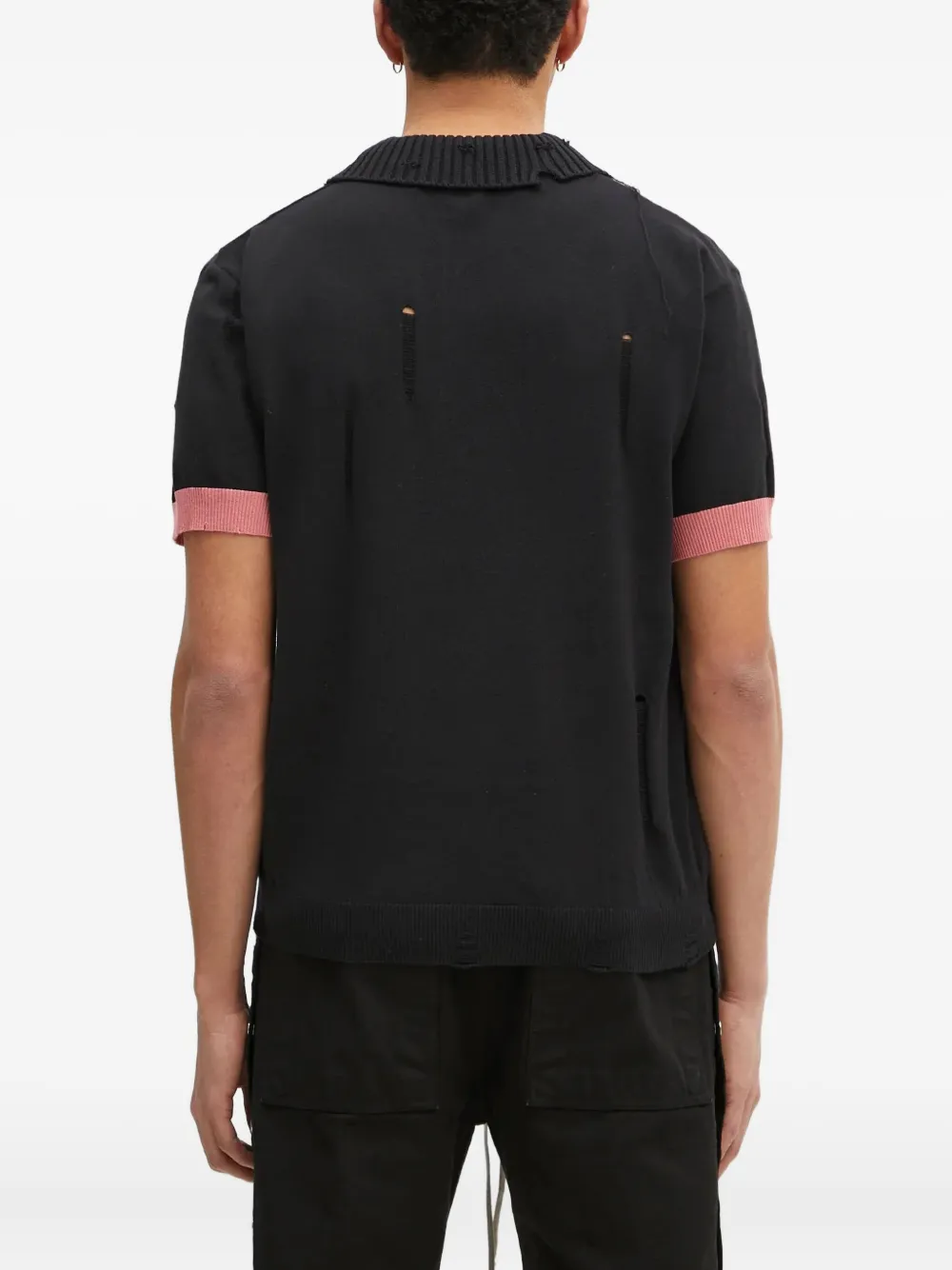 Andersson Bell Gerafeld poloshirt met geribbelde afwerking Zwart
