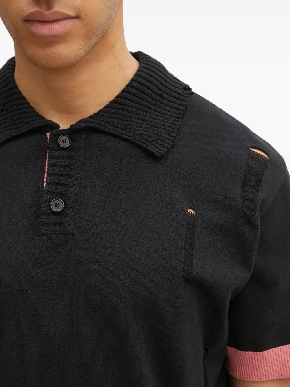 Andersson Bell Gerafeld poloshirt met geribbelde afwerking Zwart