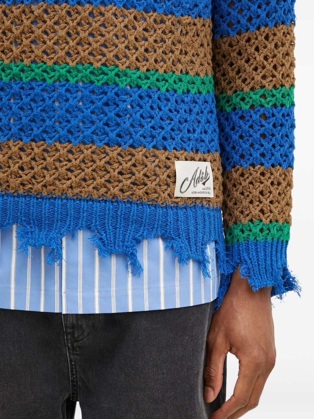 Andersson Bell Gestreepte trui met franje afwerking Blauw