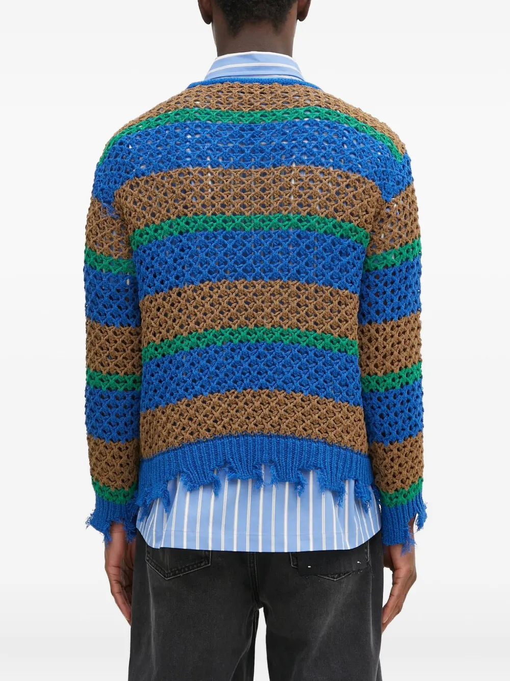 Andersson Bell Gestreepte trui met franje afwerking Blauw