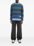 Andersson Bell striped frayed-hem jumper - Blue