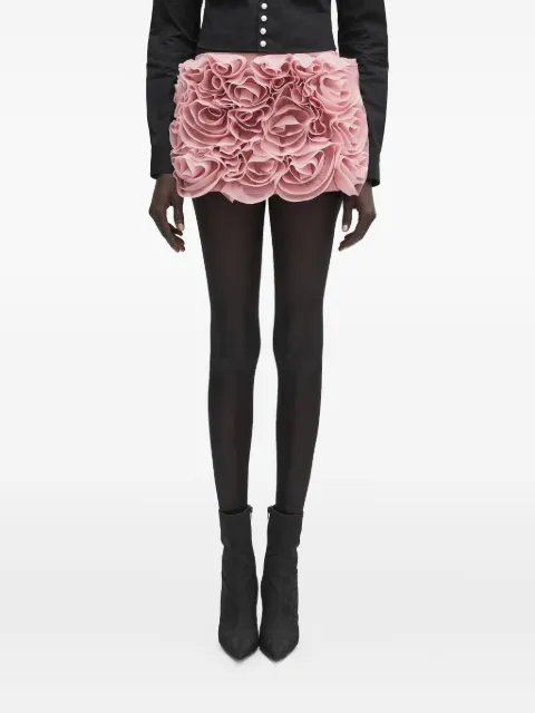 AMBUSH rose-appliqué ruffled skirt