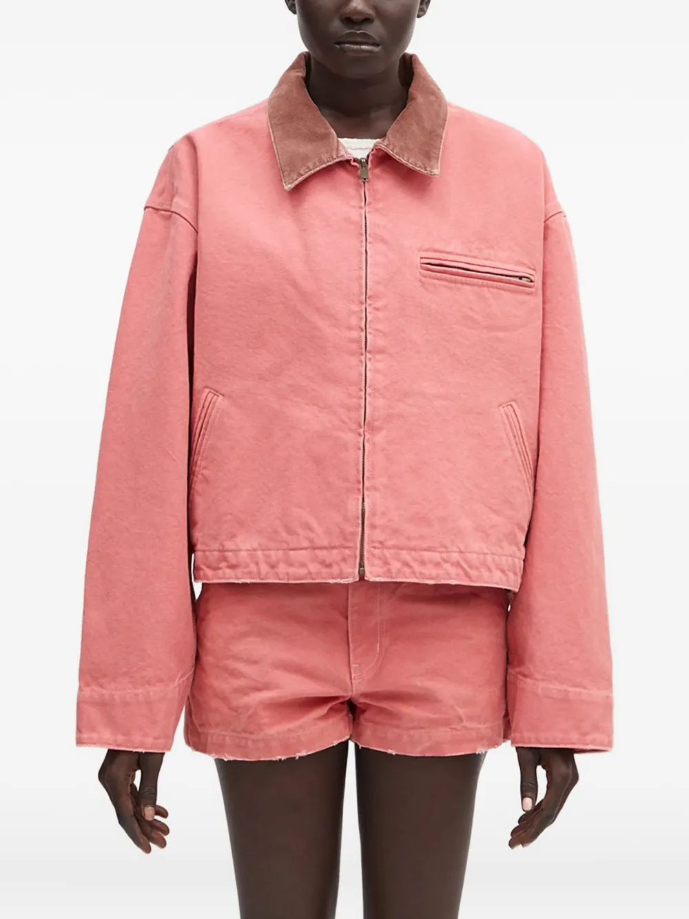 AMBUSH corduroy-collar zip-up jacket Roze