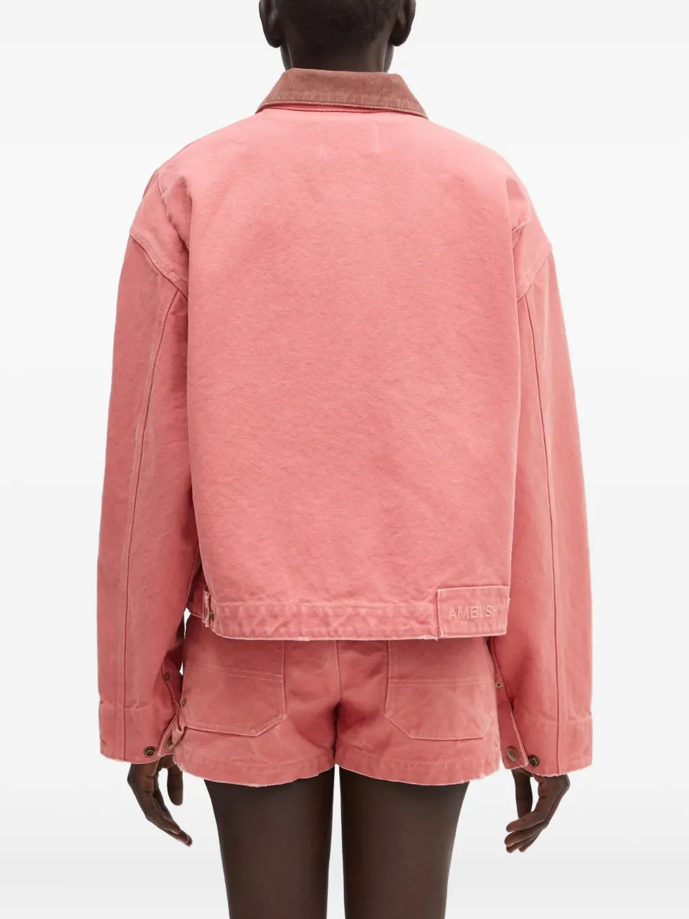 AMBUSH corduroy-collar zip-up jacket Roze