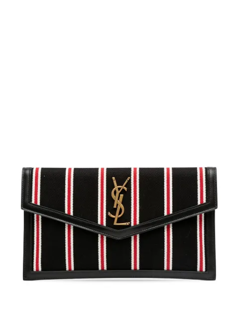 Saint Laurent Pre-Owned 2021 Canvas Striped Uptown Pouch clutch bag