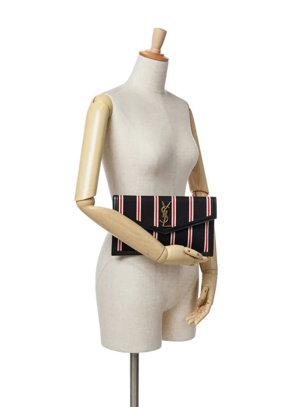 Saint Laurent Pre-Owned 2021 Canvas Striped Uptown Pouch clutch bag | Pre-Owned | Image 2