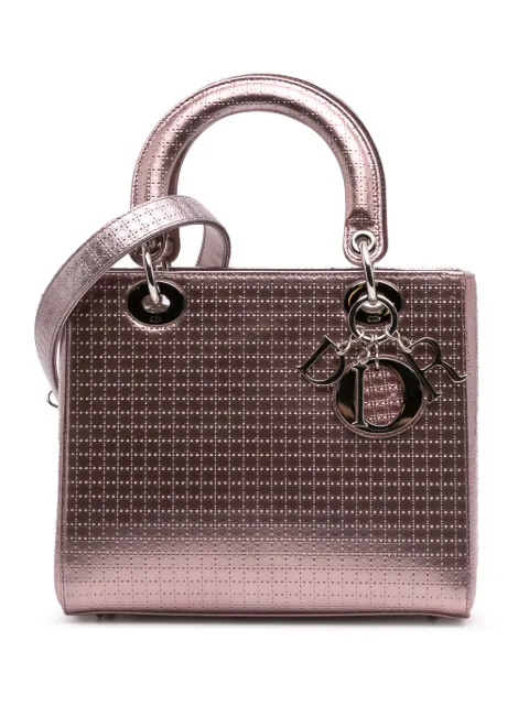 Christian Dior Pre-Owned 2016 Medium Metallic Patent Microcannage Lady Dior satchel