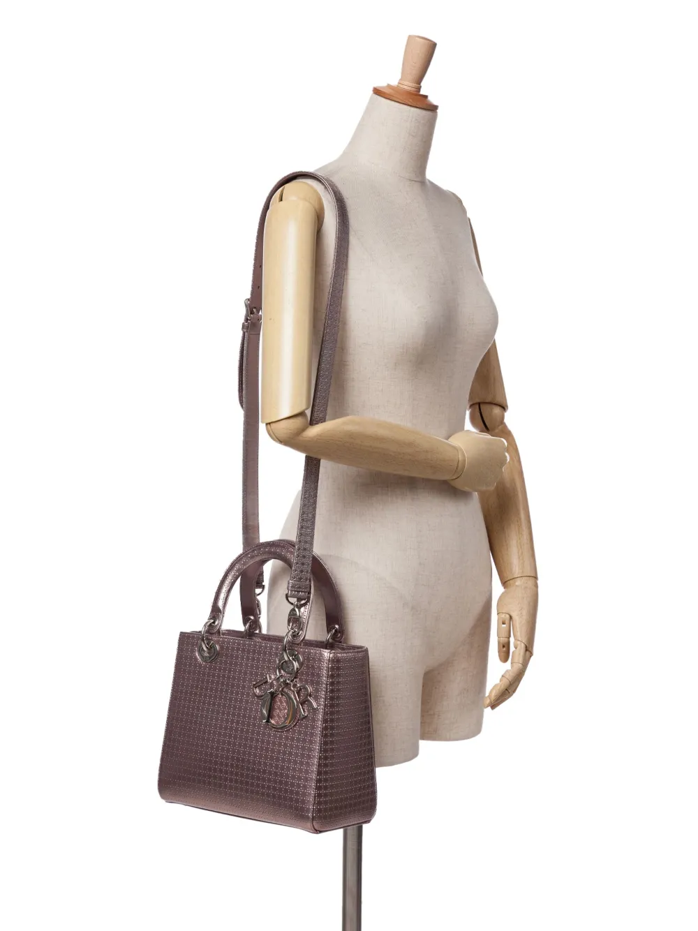 Christian Dior Pre-Owned 2016 Medium Metallic Patent Microcannage Lady Dior satchel | Pre-Owned | Image 2
