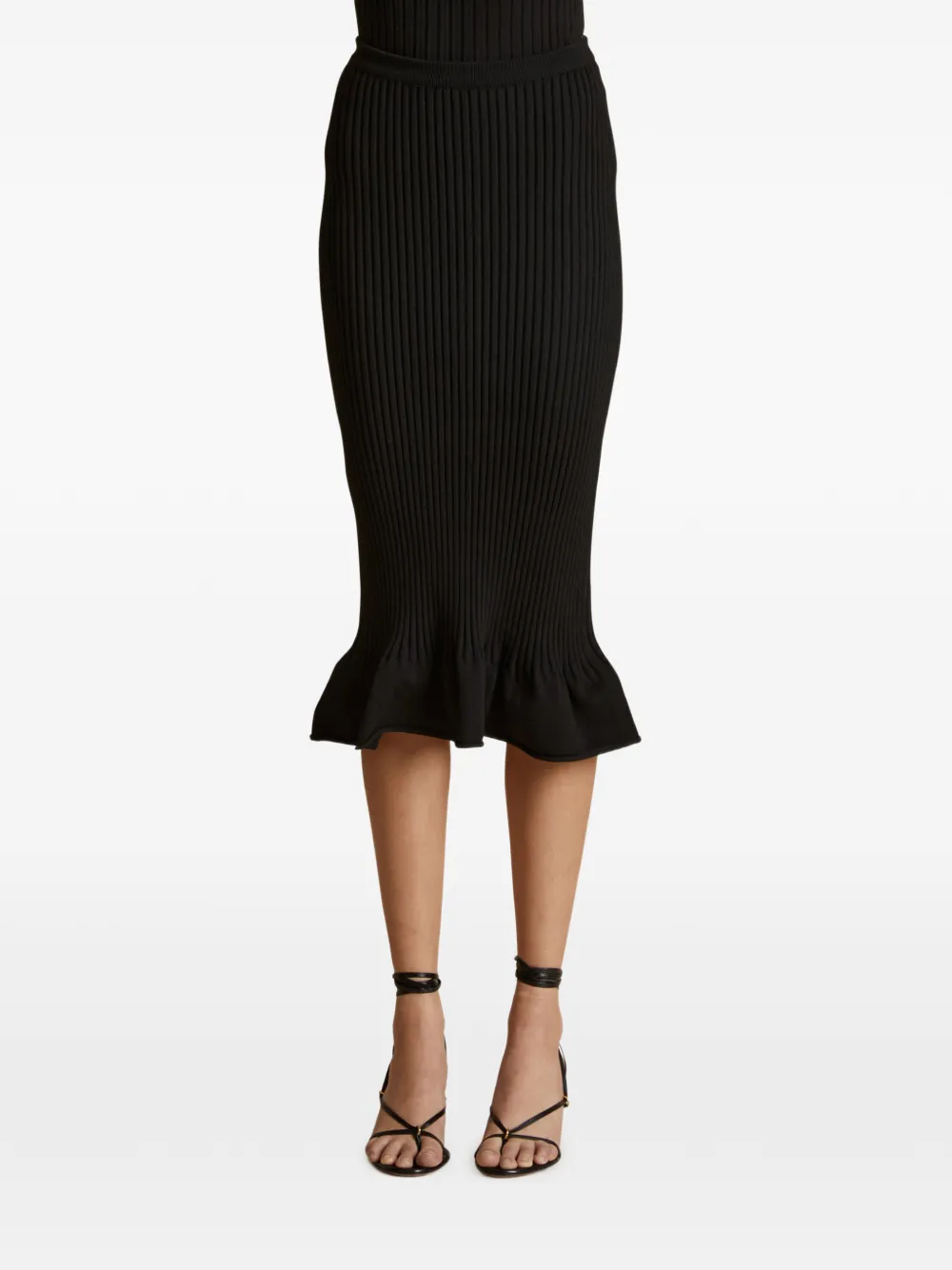 KHAITE ruffled midi skirt | Black | Image 1