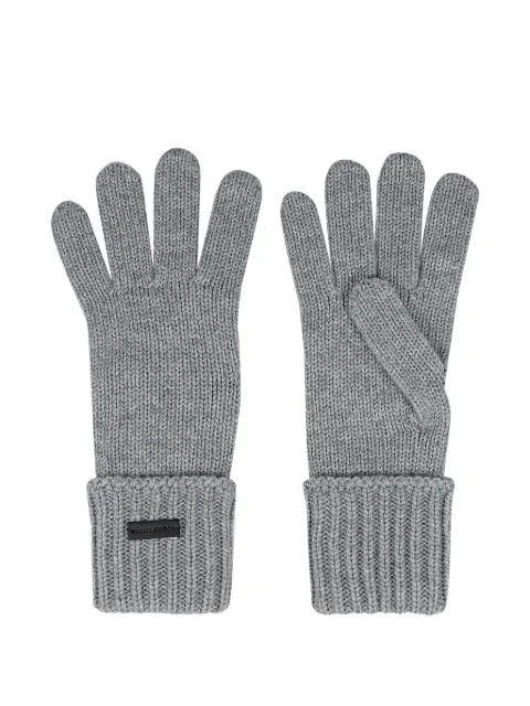 YSL ribbed logo-patch gloves