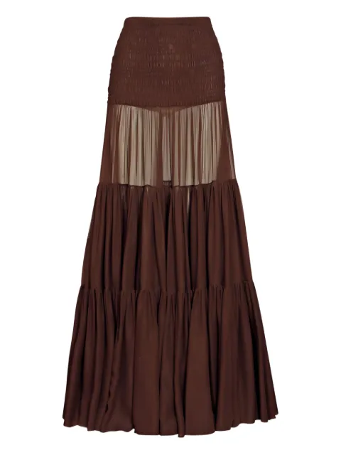 YSL shirred tiered maxi skirt