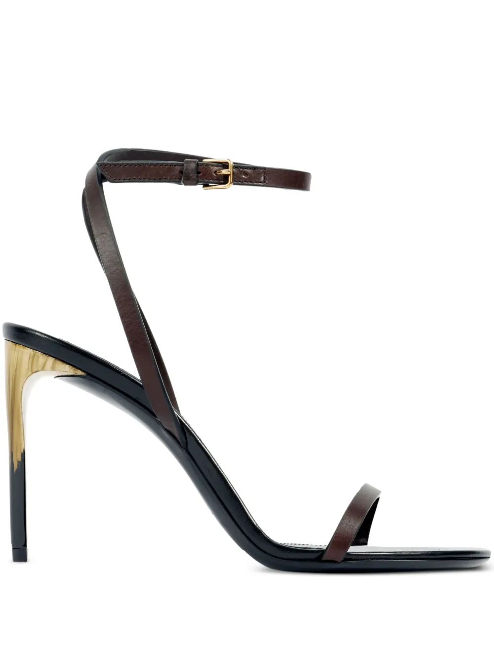 Saint Laurent 80 mm sandalen met enkelbandje en hak Bruin