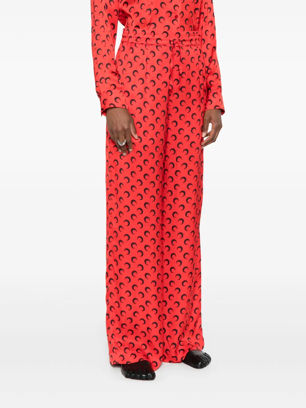Marine Serre Broek met Crescent Moon-print Rood