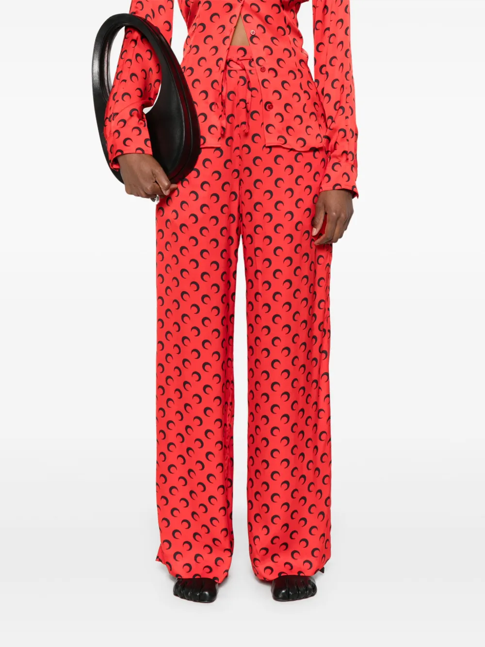 Marine Serre Crescent Moon-print trousers - Rood