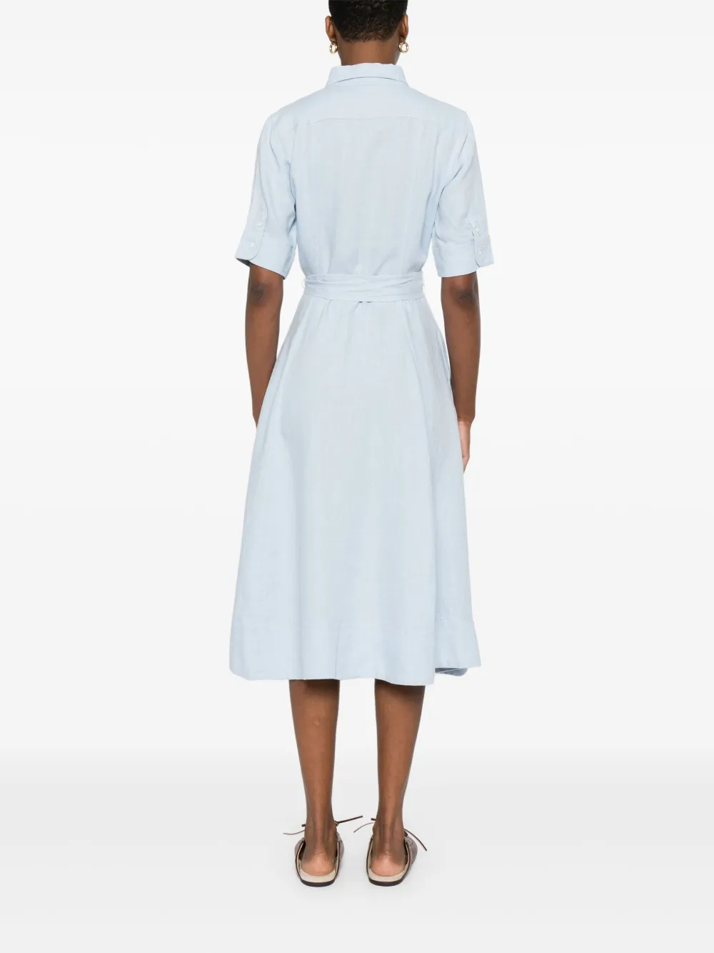 Polo Ralph Lauren Linen Midi Dress In Blue