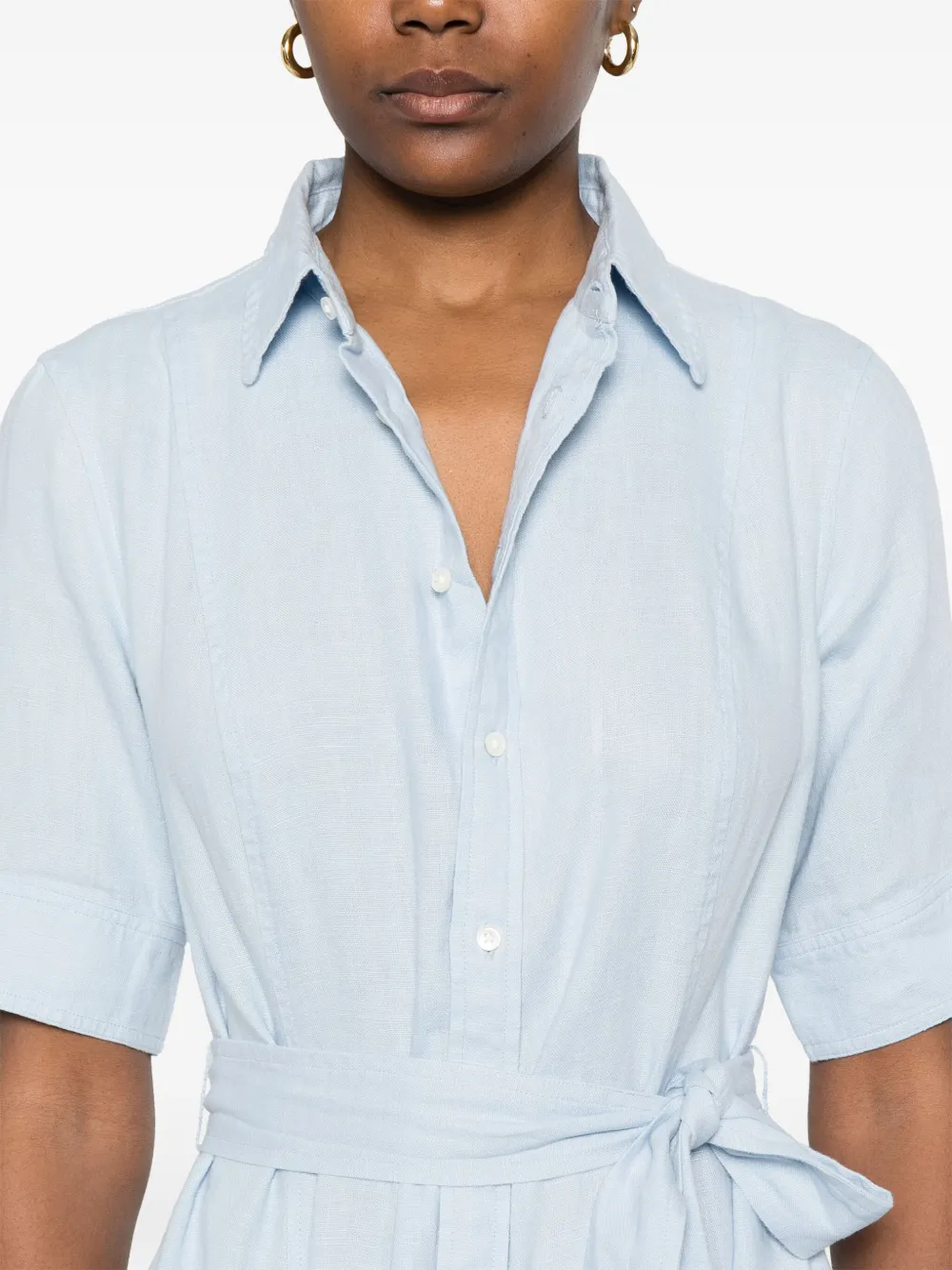 Polo Ralph Lauren Linen Midi Dress In Blue