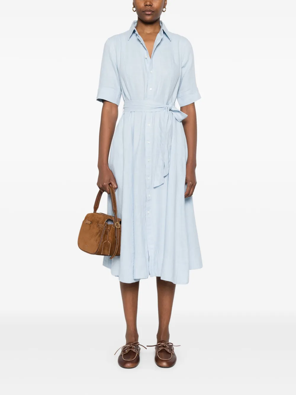 Polo Ralph Lauren Linnen midi-jurk - Blauw