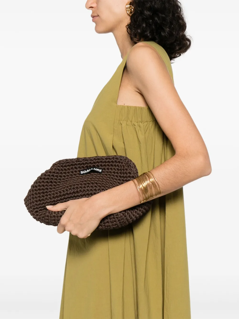 SO ALLURE crochet clutch bag - Bruin