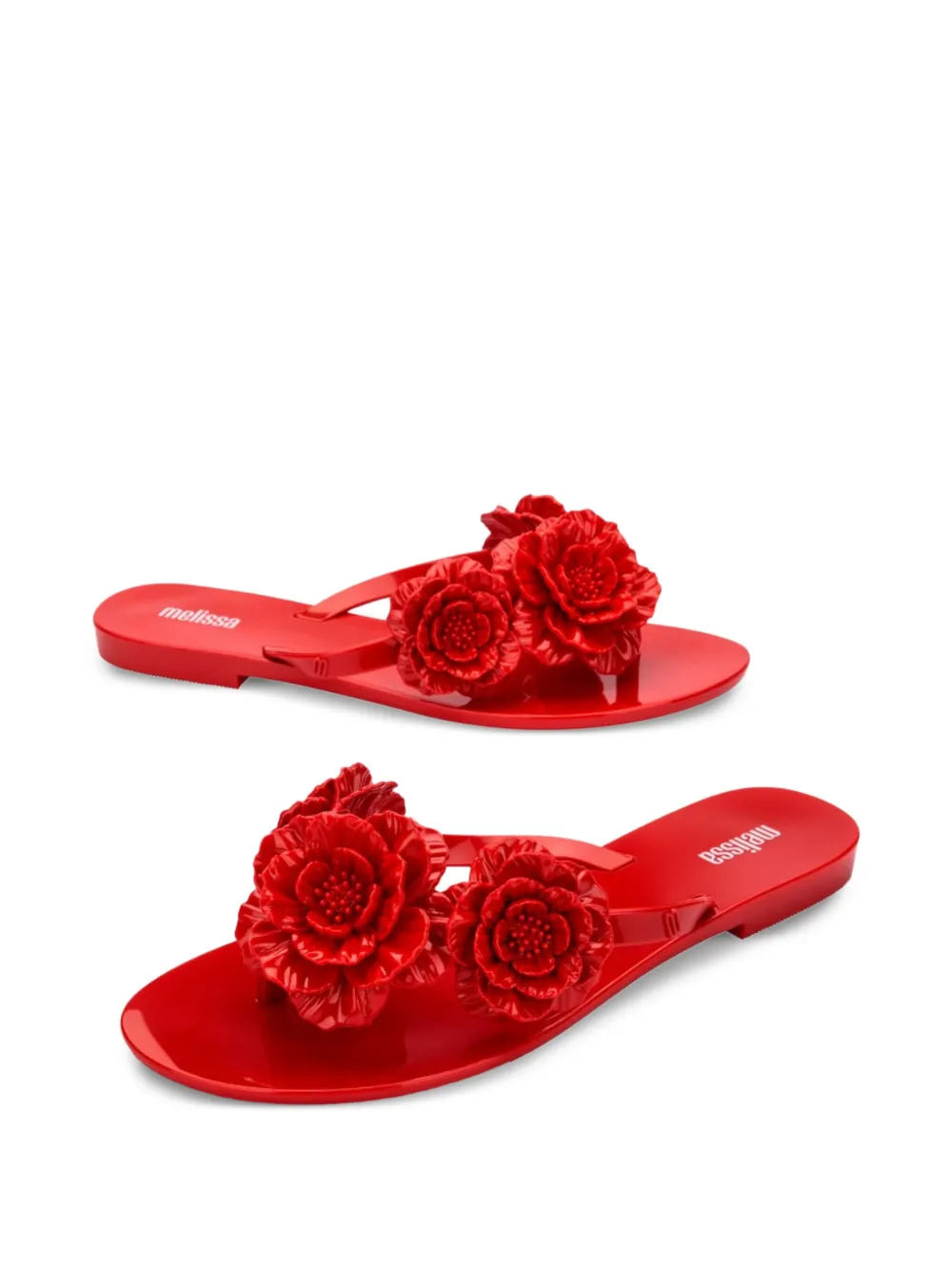 Melissa Harmonic Springtime teenslippers verfraaid met bloemen Rood