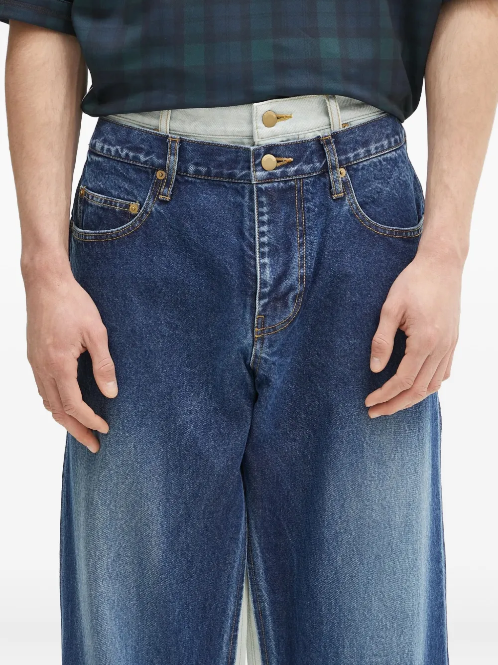 AMBUSH two-tone panelled jeans Blauw