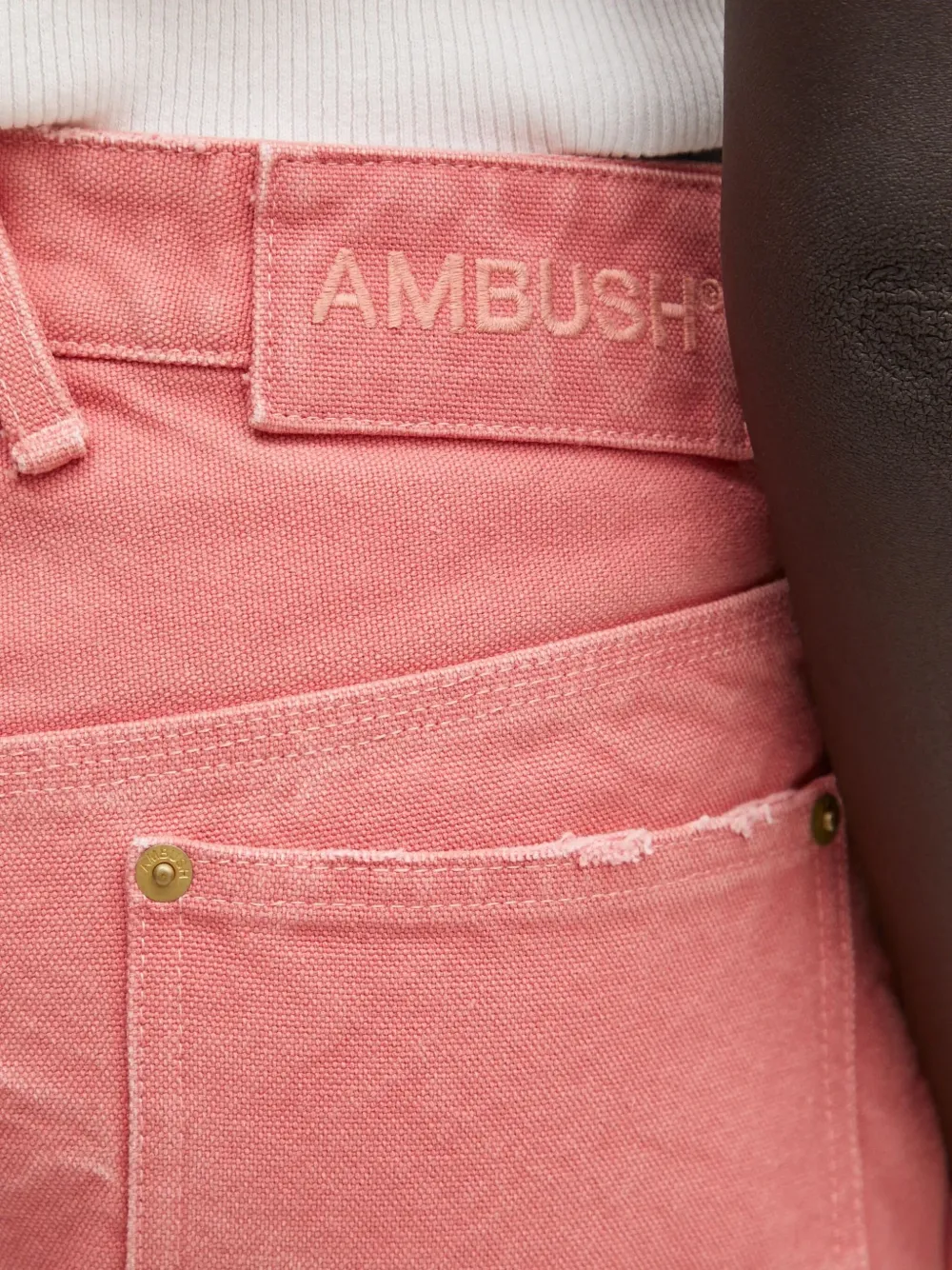 Ambush Raw-hem Shorts In Pink