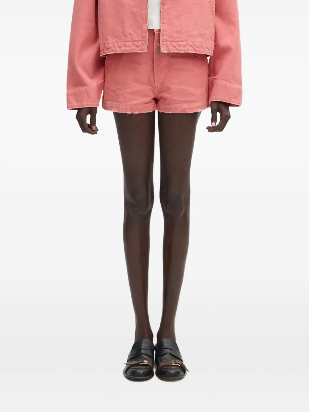 Ambush Raw-hem Shorts In Pink