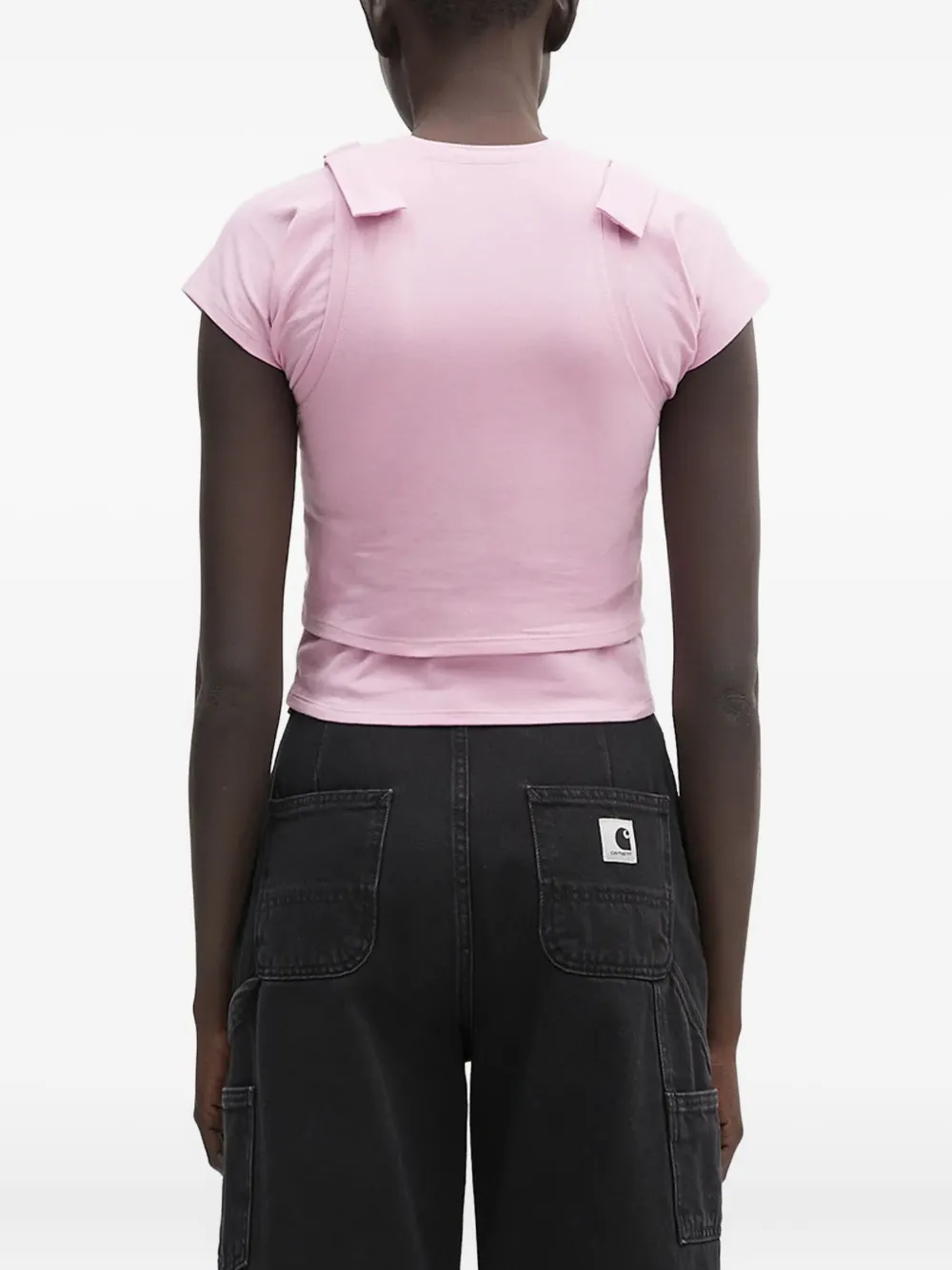AMBUSH bow-detail short-sleeve top Roze