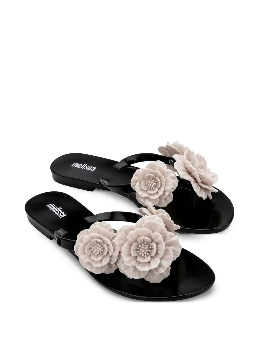 Melissa Harmonic Springtime floral-embellished flip flops Black