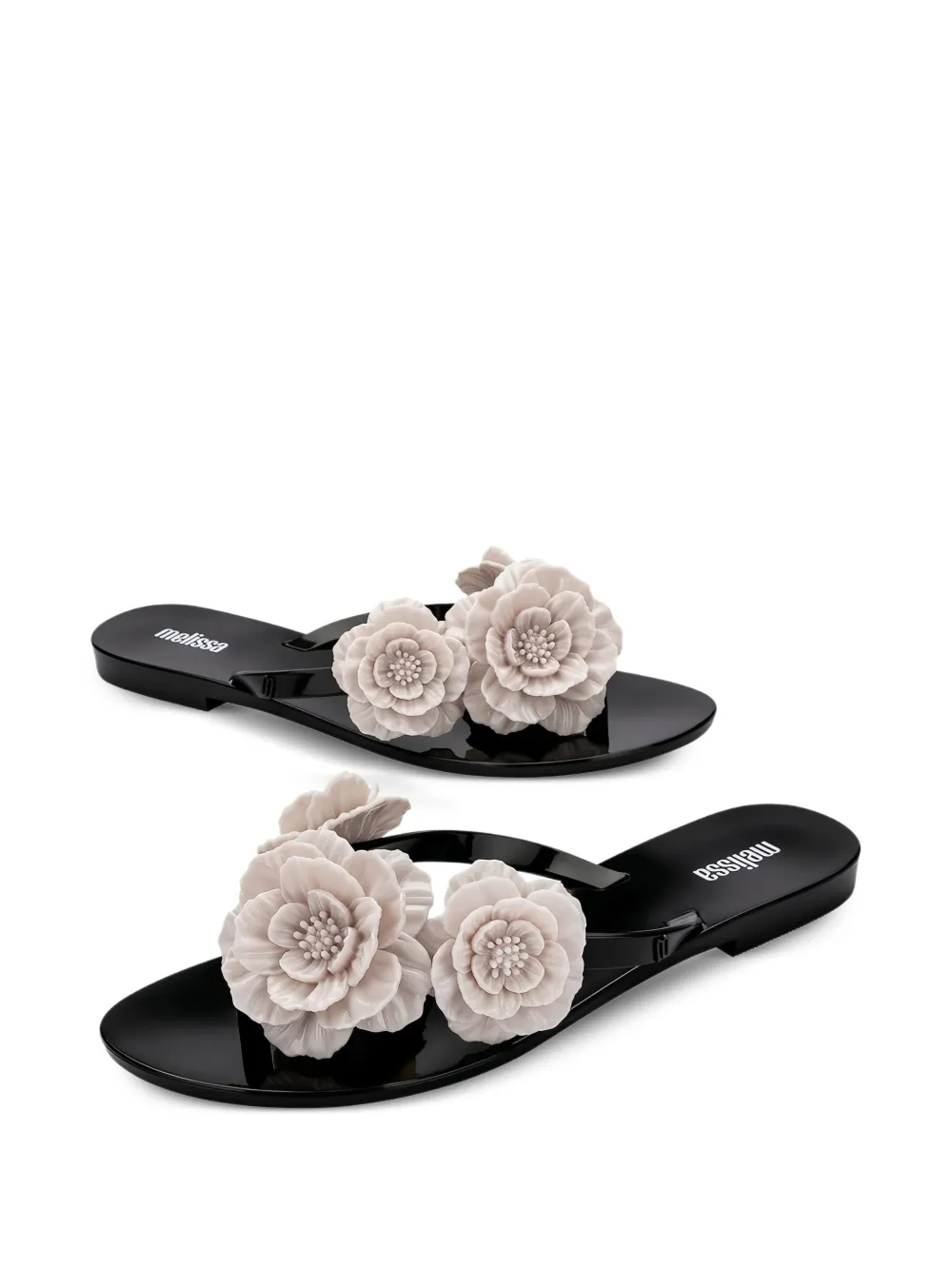 Melissa Harmonic Springtime floral-embellished flip flops Black