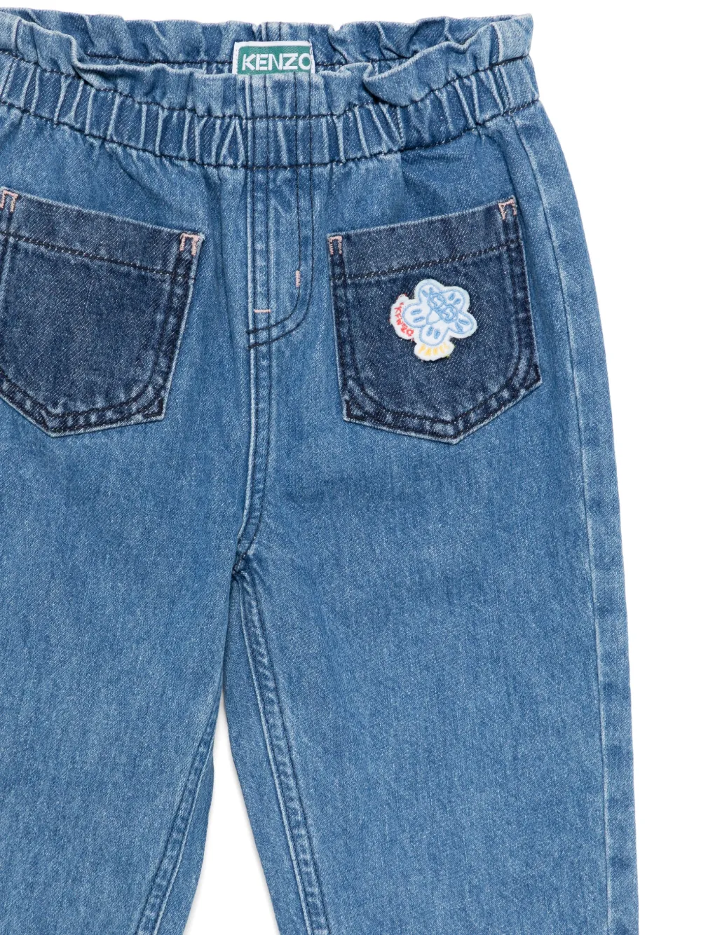 Kenzo Kids logo-embroidered jeans Blauw
