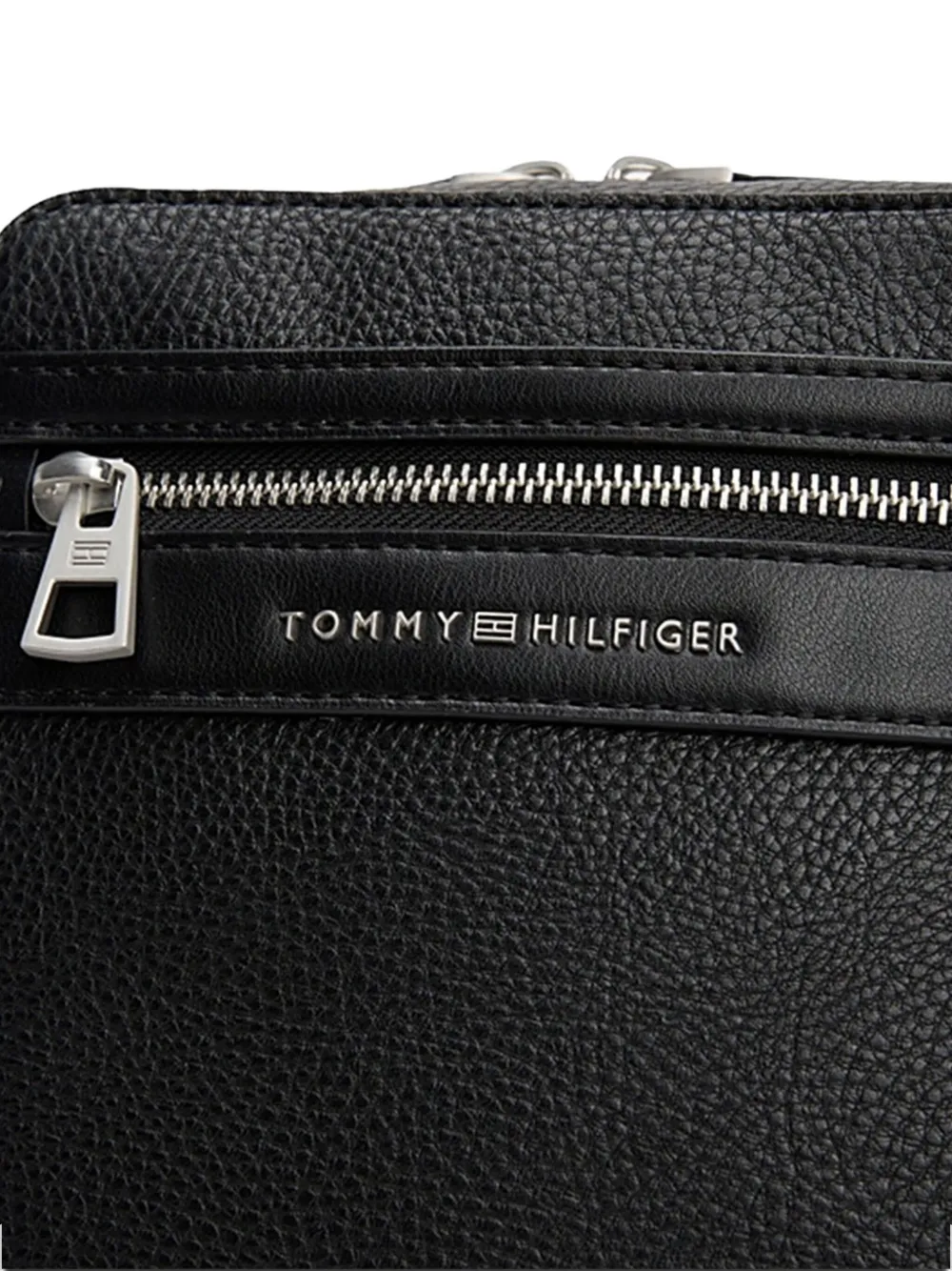 Tommy Hilfiger Leren crossbodytas met textuur Zwart