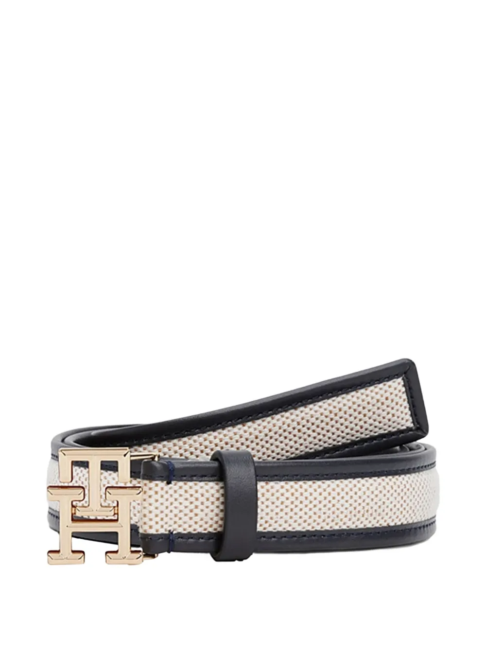 Tommy Hilfiger logo-buckle textured belt - Blauw