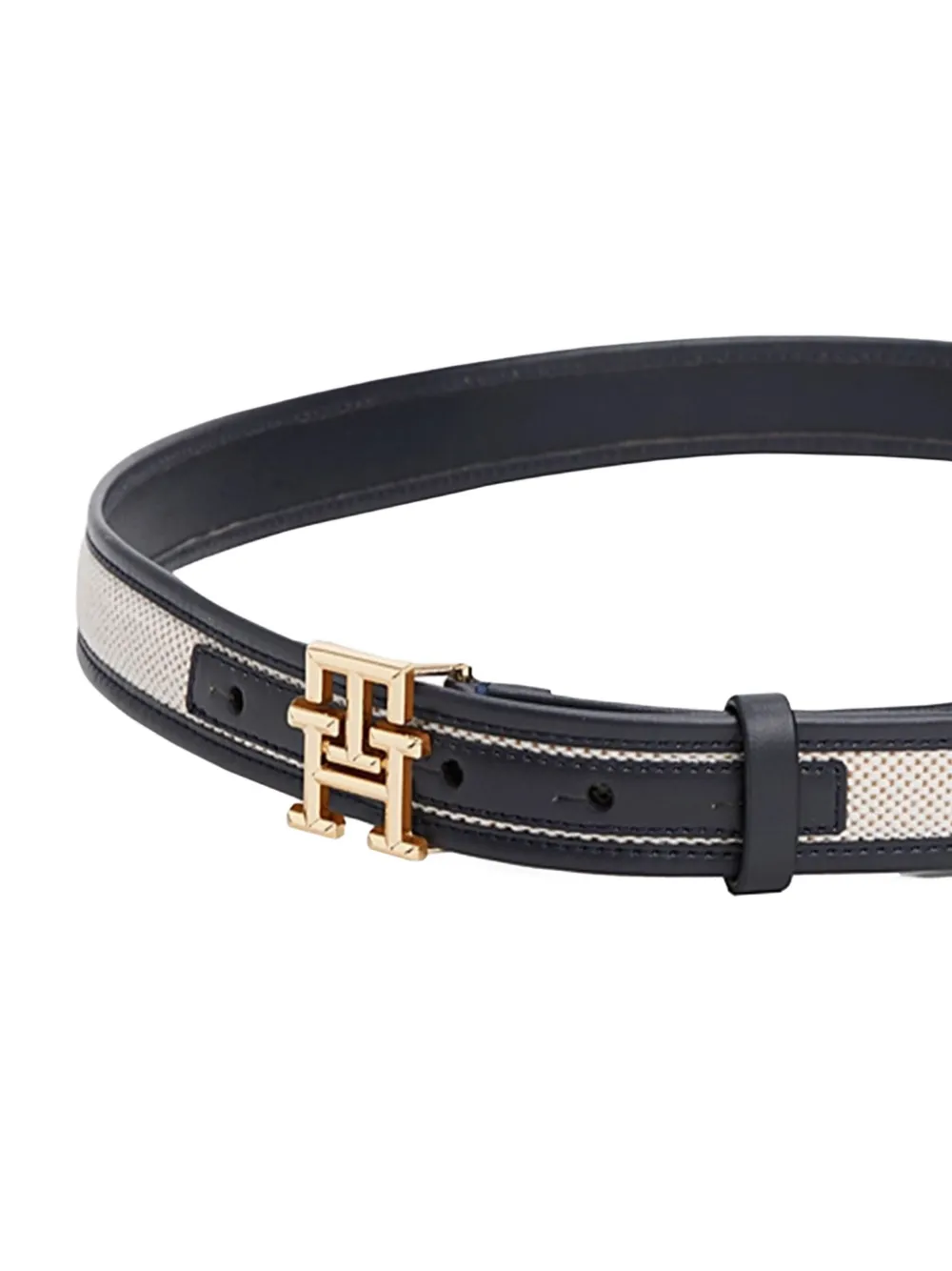 Tommy Hilfiger logo-buckle textured belt Blauw
