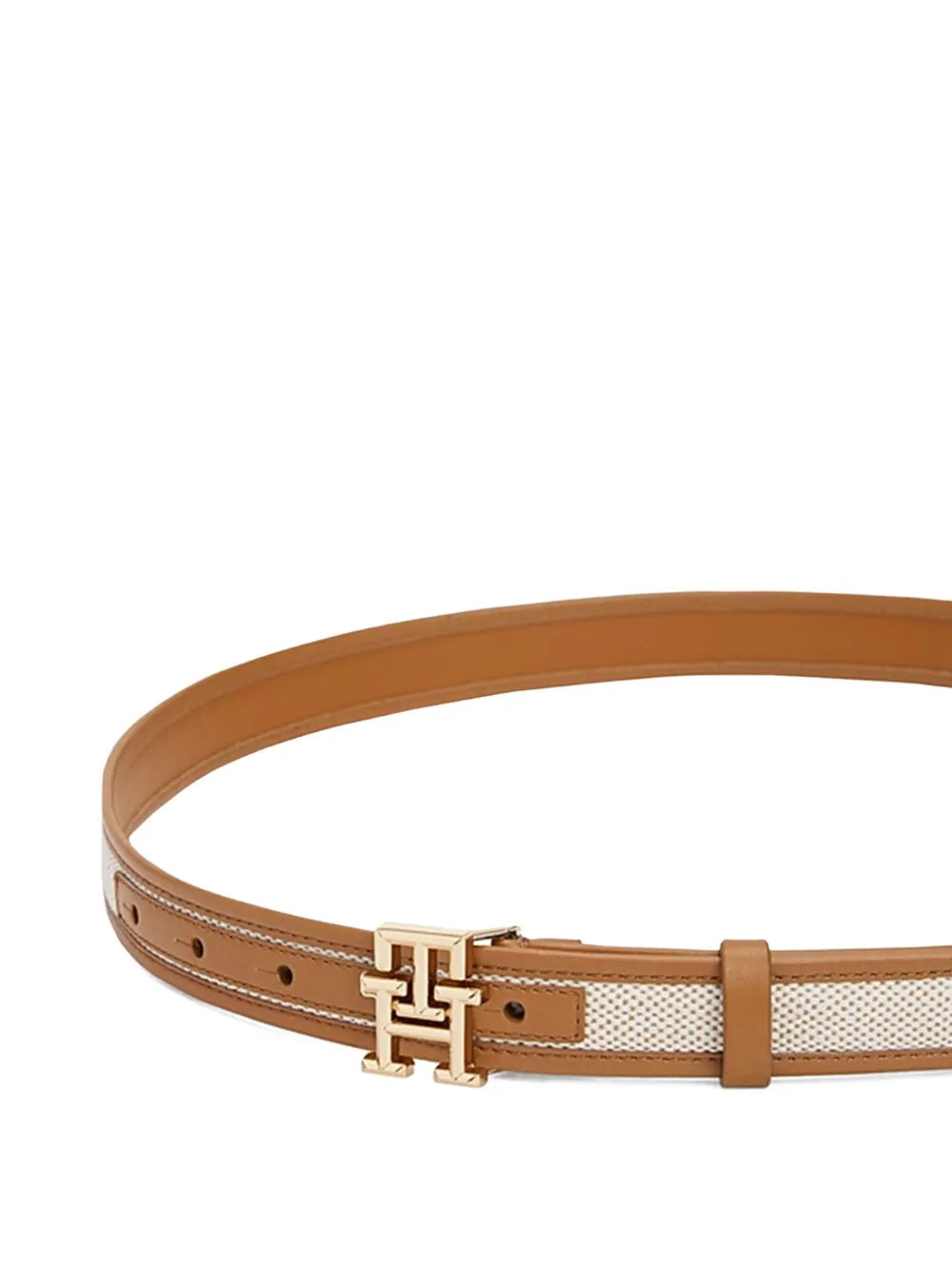 Tommy Hilfiger logo-plaque textured belt Beige