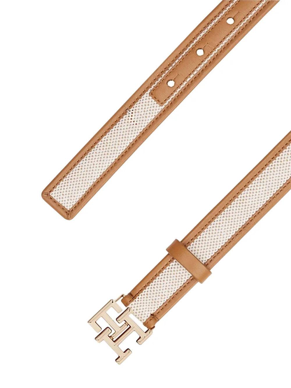 Tommy Hilfiger logo-plaque textured belt Beige