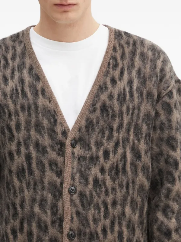 WACKO MARIA leopard-print Button Cardigan | Brown | FARFETCH TH