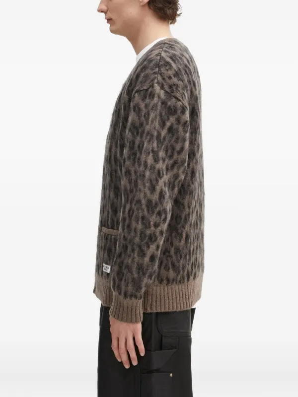 WACKO MARIA leopard-print Button Cardigan | Brown | FARFETCH TH
